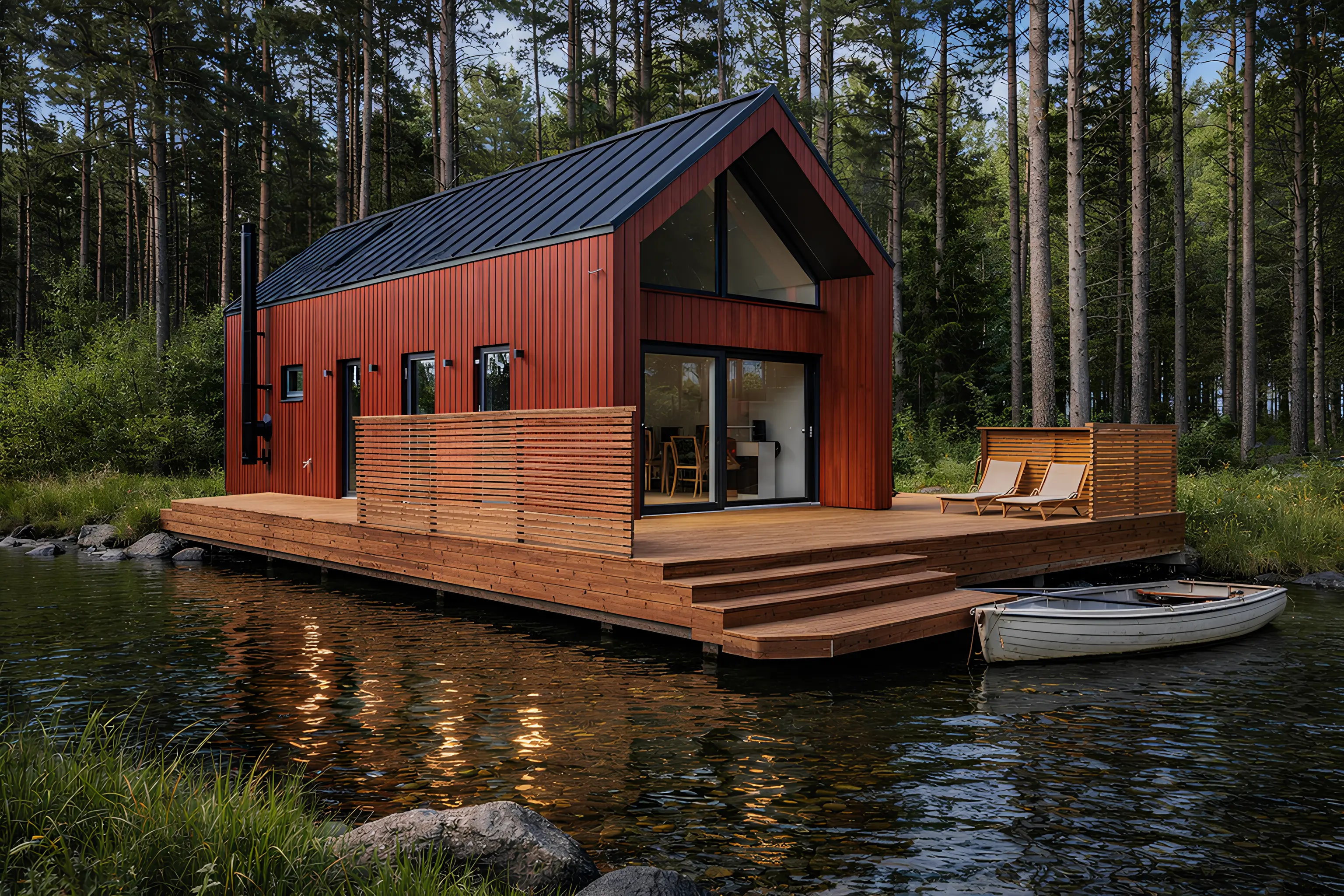 Sheltered sauna terrace and outdoor lounge